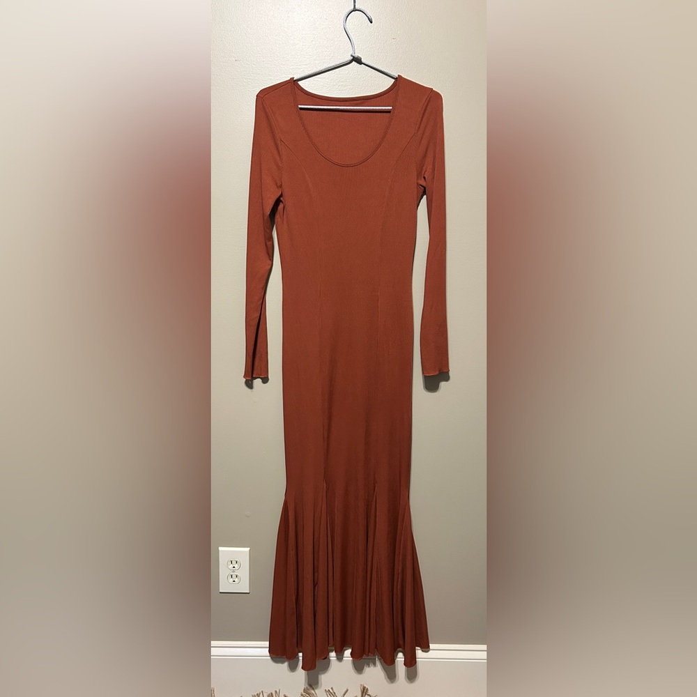 SHEIN Terracotta Long Sleeve Dress